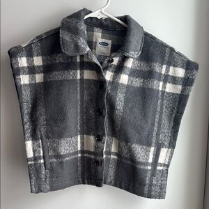 Old Navy Grey and White Plaid Girls Vest